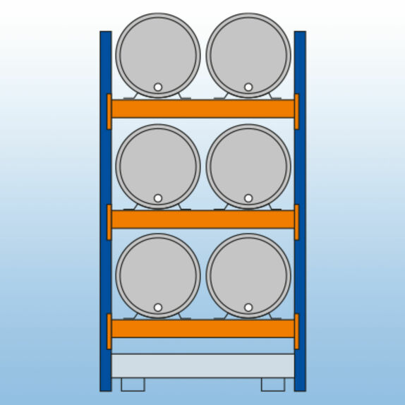 6x 200 l liegend, 3 Reihen 6x 200 l liegend, 3 Reihen