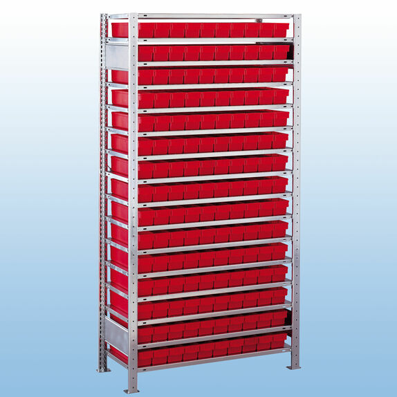 Kleinteileregal mit Lagerboxen Kleinteileregal mit Lagerboxen
